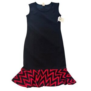 NWT White Mark Dress Size S Black Pink Chevron Zigzag Flared Hem Macy's